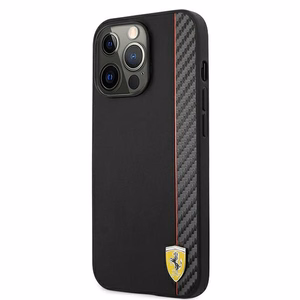 Ferrari FESAXHCP13XBK iPhone 13 Pro Max 6,7" melns/melns hardcase On Track Carbon Stripe