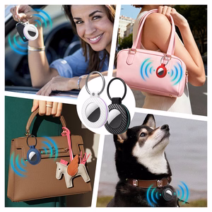 Airtag case with carbon fiber pattern keychain, 4 pcs. - multicolor