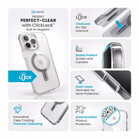 Speck Presidio Perfect-Clear ClickLock & MagSafe - iPhone 16 Pro Max maciņš (Clear / Chrome Finish / Serene sudrabs)