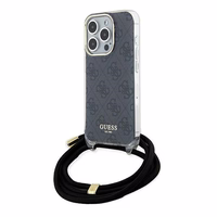 Guess Crossbody Cord 4G Print viedtālruņa apvalks iPhone 15 Pro – melns