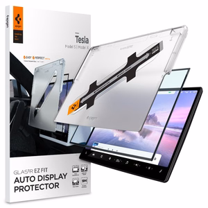 Spigen Glas.tR EZ Fit aizsargstikls Tesla Model X 2022 / Model S 2021 - melns