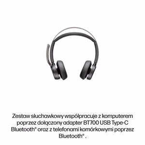 HP Poly Voyager Focus 2-M USB-C-C austiņas USB-C/A adapteris uzlādes statīvs