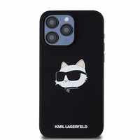 Karl Lagerfeld silikona Choupette Head magnētiskais viedtālruņa apvalks iPhone 15 Pro - melns
