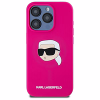 Karl Lagerfeld KLHMP15LSKHPPPLF iPhone 15 Pro 6.1" fuksijas/fuksijas cietais apvalks Silikona Karl galvas apdruka MagSafe