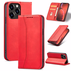 Magnet Fancy Case viedtālruņa apvalks iPhone 14 Pro Max ar flip vāciņu, maku funkciju un statīvu - sarkanās krāsas
