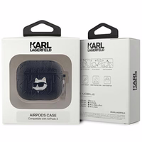 Karl Lagerfeld Monogram Choupette Head viedtālruņa apvalks AirPods 3 - melns