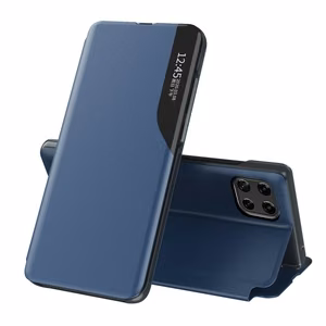 Eco Leather View Case elegante grāmatas tipa apvalks ar statīvu Samsung Galaxy A22 4G zilā
