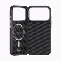 Benks magnētiskais Armor Pro Kevlar viedtālruņa apvalks ar metāla rāmi 600D (A070) Iphone 17 Pro Max melns (ar kameras vadības pogu)