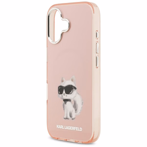 Karl Lagerfeld IML Aquarelle Choupette & Logo magnētiskais viedtālruņa apvalks iPhone 17 - rozā