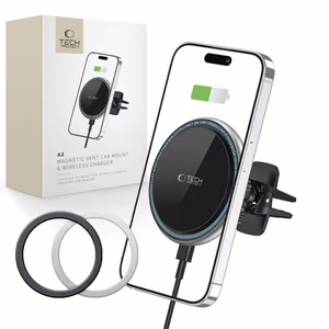 Tech-Protect A2 Car Phone Holder with MagSafe 15W Inductive Charger for Air Vent - Black