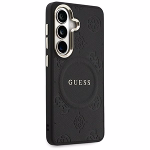 Guess Saffiano Peony Embossed Ring MagSafe maciņš Samsung Galaxy S26+ melns