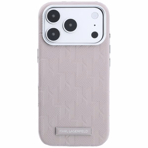 Karl Lagerfeld Grained Mono Resin Logo MagSafe maciņš modelim iPhone 17 Pro Max / 18 Pro Max – krāsa: rozā