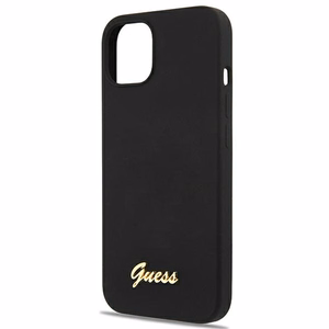 Guess GUHMP13MLSLMGBK iPhone 13 6.1" black/black hardcase Silicone Script Gold Logo Magsafe