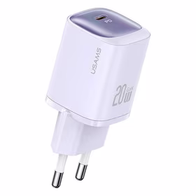 USAMS Tīkla lādētājs CC248 20W GaN USB-C Fast Charging HC Series violets CC248TC03