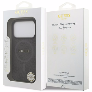 Guess 4G gredzena klasiskā logotipa magnētiskais viedtālruņa apvalks iPhone 17 Pro - melns