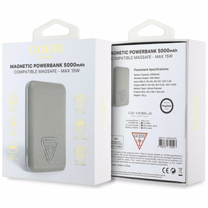 Guess Grained Triangle portatvais ladetajs ar MagSafe 5000mAh 15W USB-C - bess