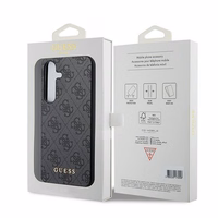 Guess 4G Metal Gold Logo viedtālruņa apvalks Samsung Galaxy A35 - melns