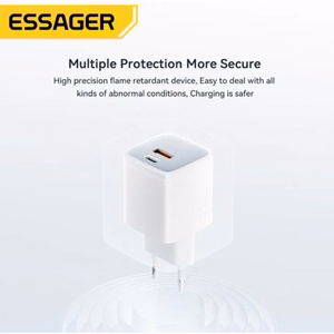 Lādētājs Essager GaN Polestar balts 33W (PD / QC3.0)