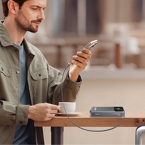 Dudao K31 Pro 45W 20000mAh portatīvais lādētājs ar iebūvētu izbīdāmu USB-C kabeli - pelēka