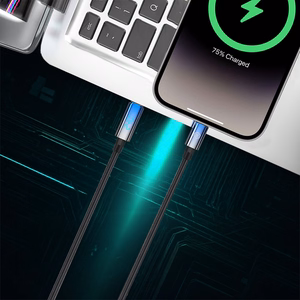 Blavec Kabel Velox pleciony - Typ C na Typ C - PD 240W 5A LED display 1,2 metra Apple CarPlay/Android Auto (CVE-CC5B12) black
