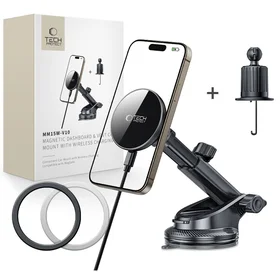 Tech-Protect mm15W-V10 magnētiskais MagSafe auto turētājs panelim/stiklam/ventilācijai melns