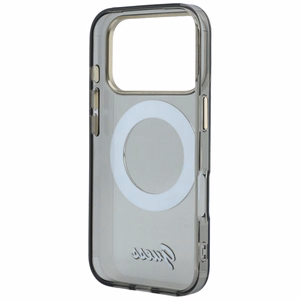 Guess IML Ring Stand 360 Script Metal Logo MagSafe maciņš modelim iPhone 17 Pro / 18 Pro – melns