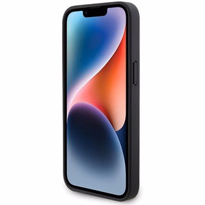 BMW ādas dimanta raksta viedtālruņa apvalks iPhone 15 Pro - melns