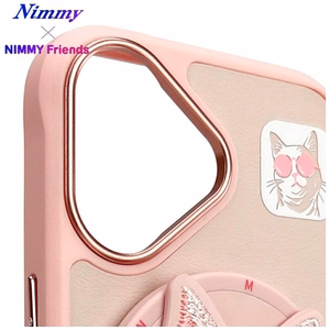 Nimmy Glasses Cool Cat MagSafe viedtālruņa apvalks iPhone 16 - rozā