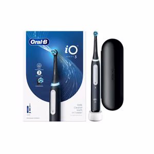 Oral-B iO3 Series – uzlādējama elektriskā zobu birste, 1 uzgalis, 3 tīrīšanas režīmi, melns