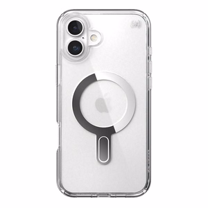 Speck Presidio Perfect-Clear vāciņš ar MagSafe un ClickLock iPhone 16 Plus tālrunim, Clear/Chrome