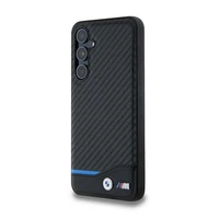 BMW Leather Carbon viedtālruņa apvalks Samsung Galaxy A55 - melns