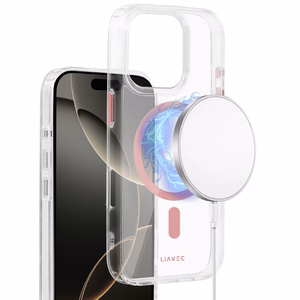 Liavec Spīdīgs Magnētiskais Caurspīdīgs viedtālruņa apvalks Iphone 16 Pro rozā