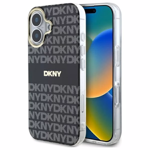 DKNY tekstūras raksta ar svītru viedtālruņa apvalks iPhone 16 - melns