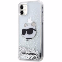 Karl Lagerfeld KLHCN61LNCHCS iPhone 11/XR sudraba/sudraba cietais apvalks Mirdzošs Choupette Galva