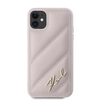 Karl Lagerfeld Diagonal Quilted Script apvalks viedtālrunim iPhone 11 / Xr - rozā