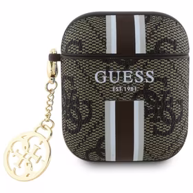 Guess GUA2P4RPSW AirPods 1/2 apvalks brūns 4G Printed Stripes Charm