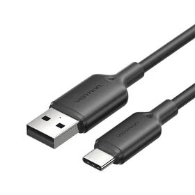 USB 2.0 A uz USB-C 3A kabelis Vention CTQBF 1M (melns)