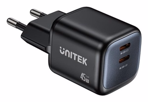 Unitek GaN tīkla lādētājs 45W 2x USB-C PD 3.0 QC