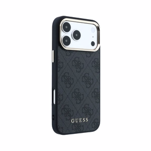 Case Guess PU Leather 4G Gold Frame MagSafe Apple iPhone 18 Pro Max black
