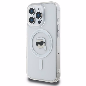 Karl Lagerfeld IML Metāla Karl Head Magnētiskais viedtālruņa apvalks iPhone 16 Pro - balts