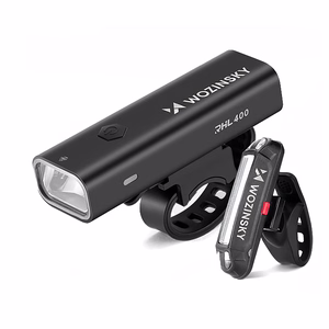 Wozinsky WSBLB2 priekšējā (400 lm) un aizmugurējā USB-C velosipēda luktura komplekts – melns
