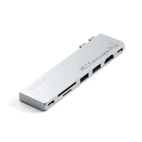 Adapteris HUB 7in1 2 x USB C Satechi Pro HUB Slim ST-HUCPHSS priekš MacBook silver