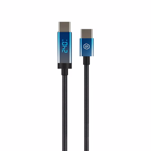 Blavec Kabel Velox pleciony - Typ C na Typ C - PD 240W 5A LED display 1,2 metra Apple CarPlay/Android Auto (CVE-CC5B12) black