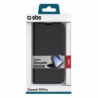 SBS Wallet Smooth Case for Xiaomi 15 Pro with Flip - Black