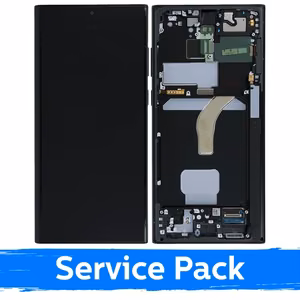 LCD displejs saderīgs ar Samsung S908 S22 Ultra ar rāmi / Graphite (Red)(Sky Blue) / (Service Pack)