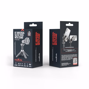 Maxlife MXST-200 universāla magnētiska Bluetooth pašbildes nūja ar statīva funkciju, saderīga ar MagSafe, melna