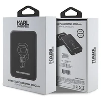 Karl Lagerfeld Ikonik MagSafe 5W 3000mAh induktivais portatvais ladetajs - melns