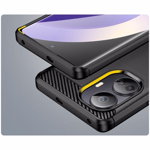 Чехол Carbon Case для Realme 10 Pro+ гибкий силиконовый под карбон чёрный
