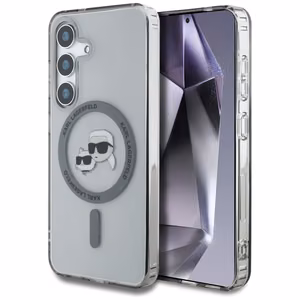 Karl Lagerfeld Button Karl & Choupette Heads Printed Logo MagSafe Samsung Galaxy S25 Plus case black