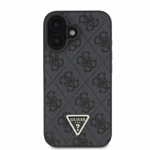 Guess ādas metāla logotipa Strass soma ar siksniņu viedtālruņa apvalks iPhone 16 - melns